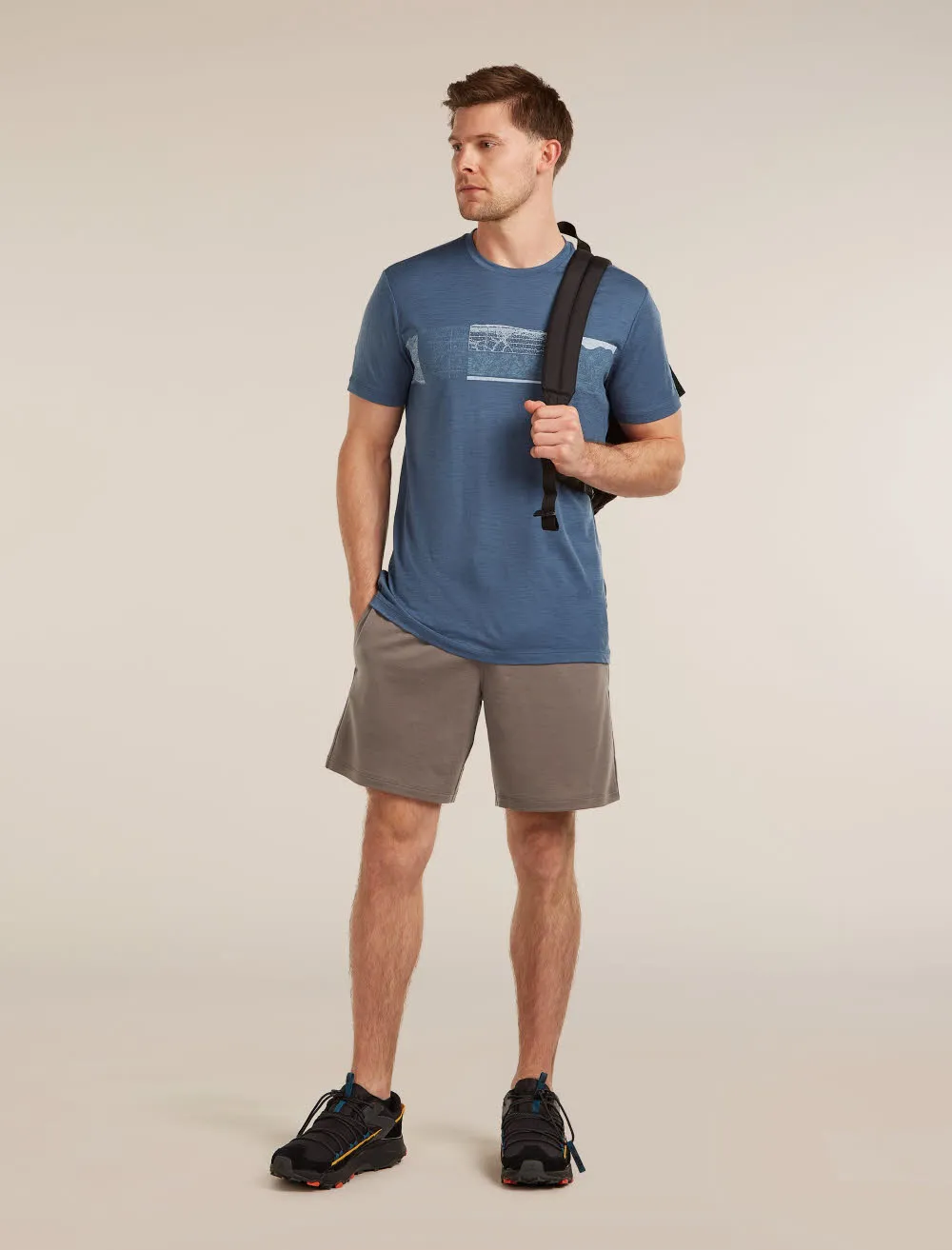 Icebreaker Merino 150 Tech Lite SS Tee Elevation Line Herren T-Shirt Funktionsshirt blau
