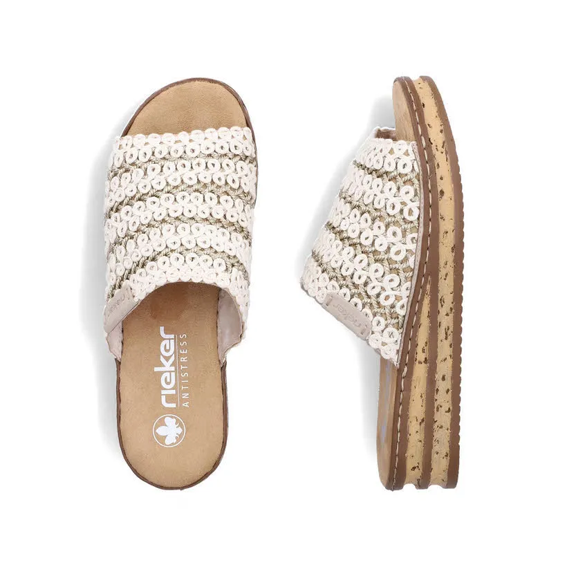 Rieker FSK Damen Pantoletten Sandalen beige