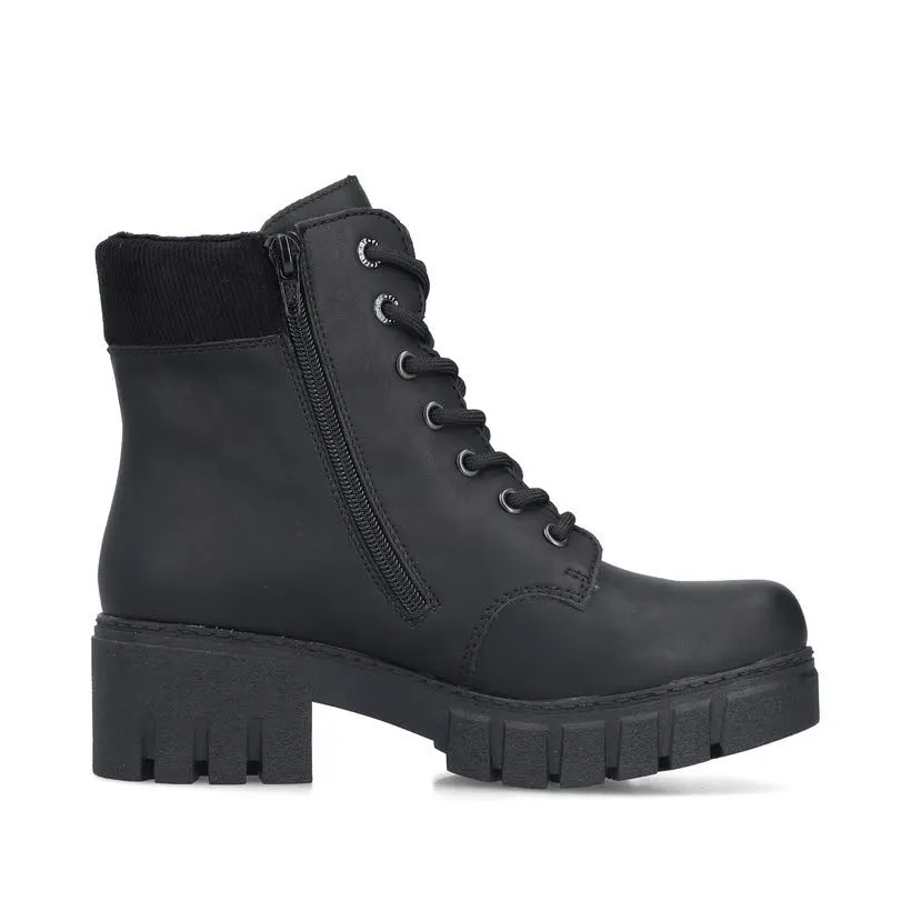 Rieker Stiefelette Schnürrer Freizeitschuh Damen schwarz