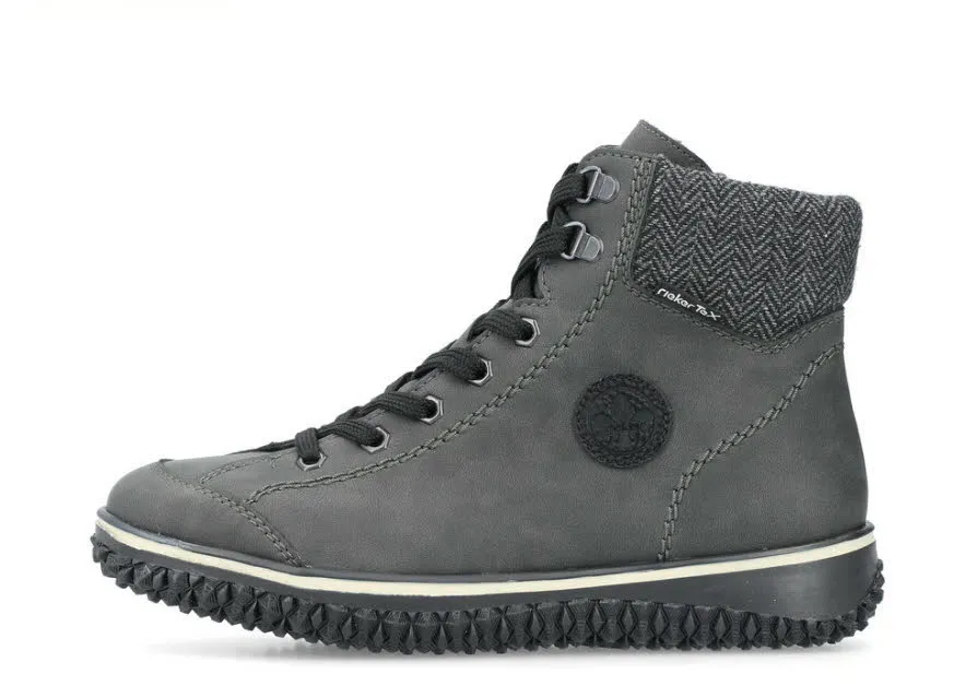 Rieker Damen Stiefelette Schnürer Schnürstiefel gefüttert carbongrau