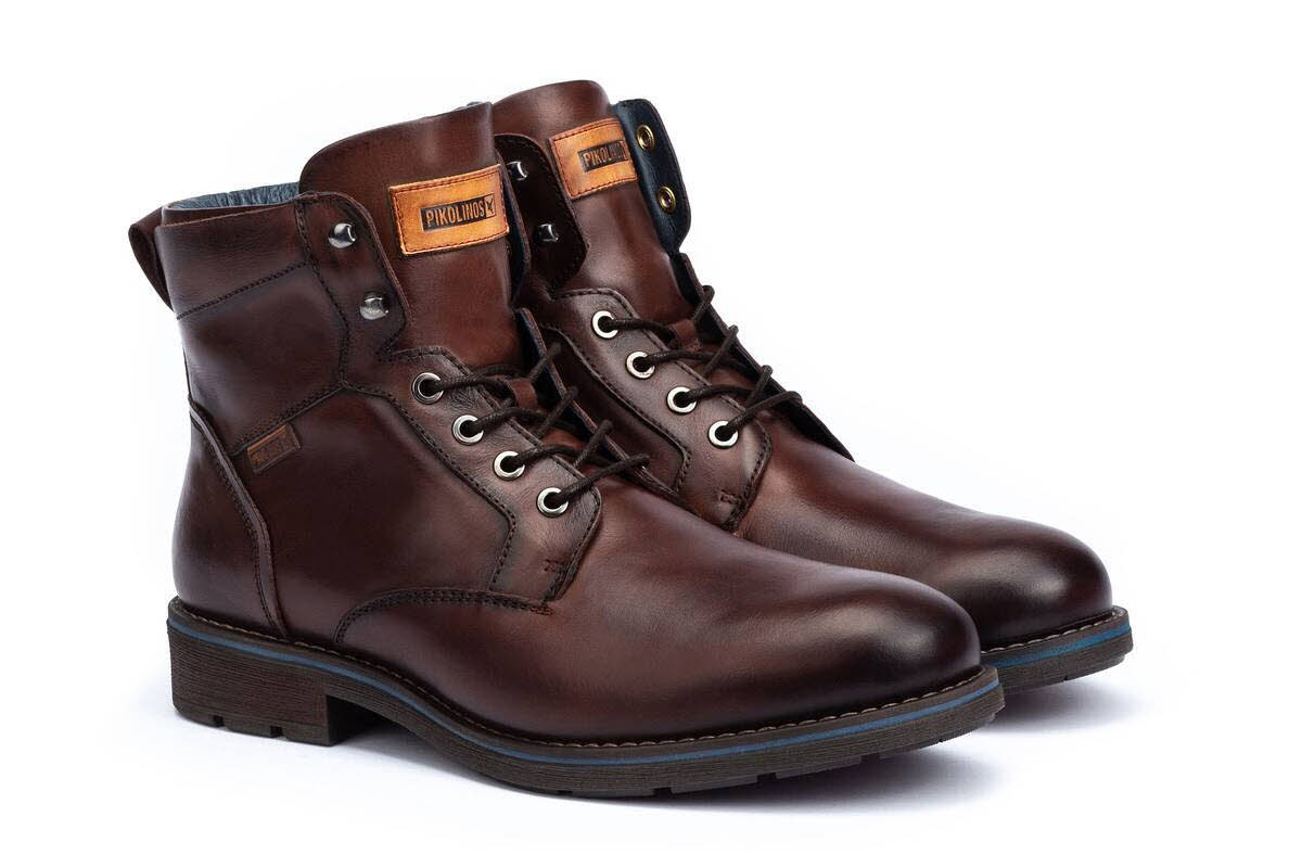 Pikolinos York Herren Siefelette Schnürrer gefüttert Leder Businessschuhe braun NEU