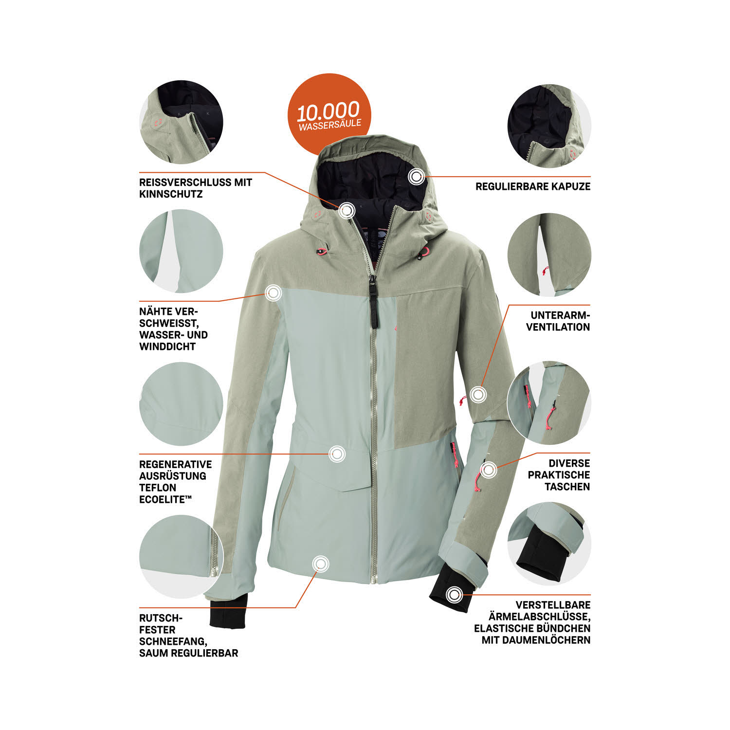 Killtec KSW 227 WMN SKI JCKT Damen Skijacke Snowboardjacke Winterjacke sea foam