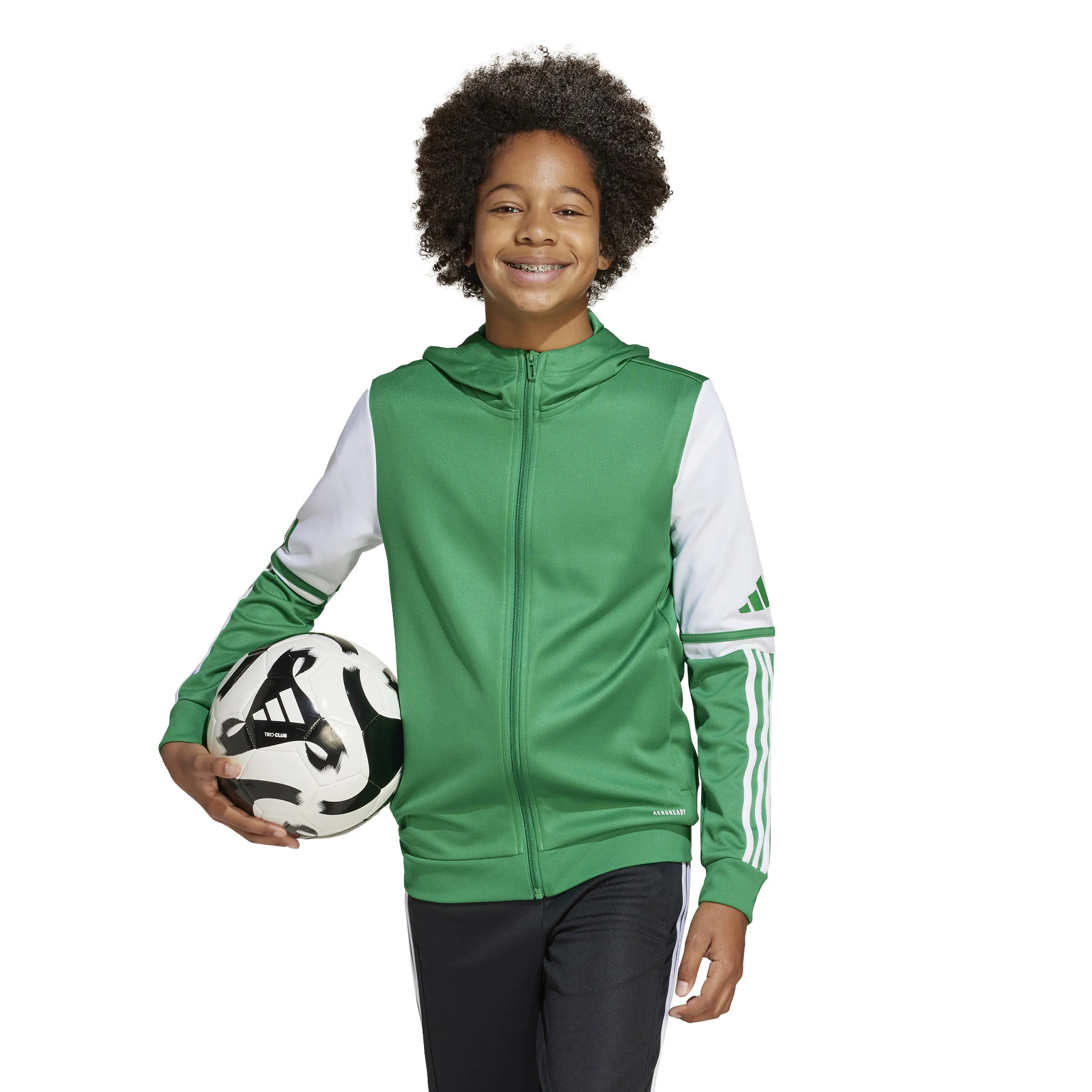 adidas Squadra 25 Kids Kapuzenjacke Trainingsjacke Kinder grün weiß