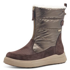 Jana Damen Boots Winterstiefel Slipper gefüttert braun gold