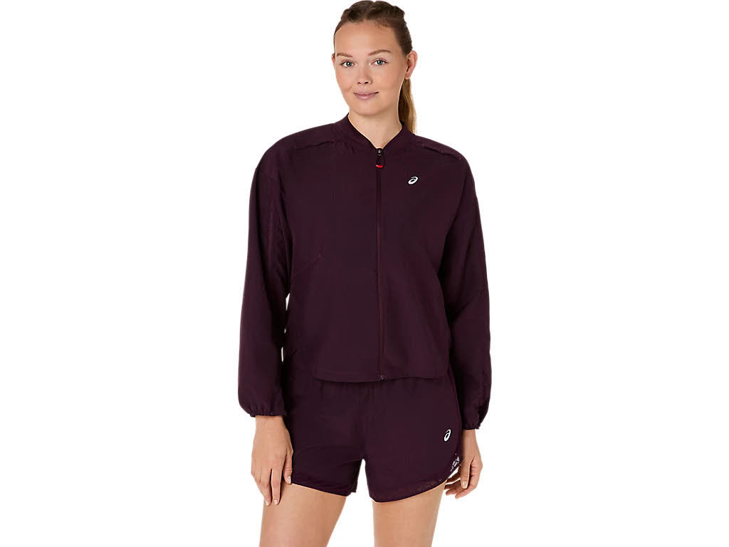 Asics NAGINO RUN ADJUSTABLE JACKET Damen Laufjacke Sportjacke lila
