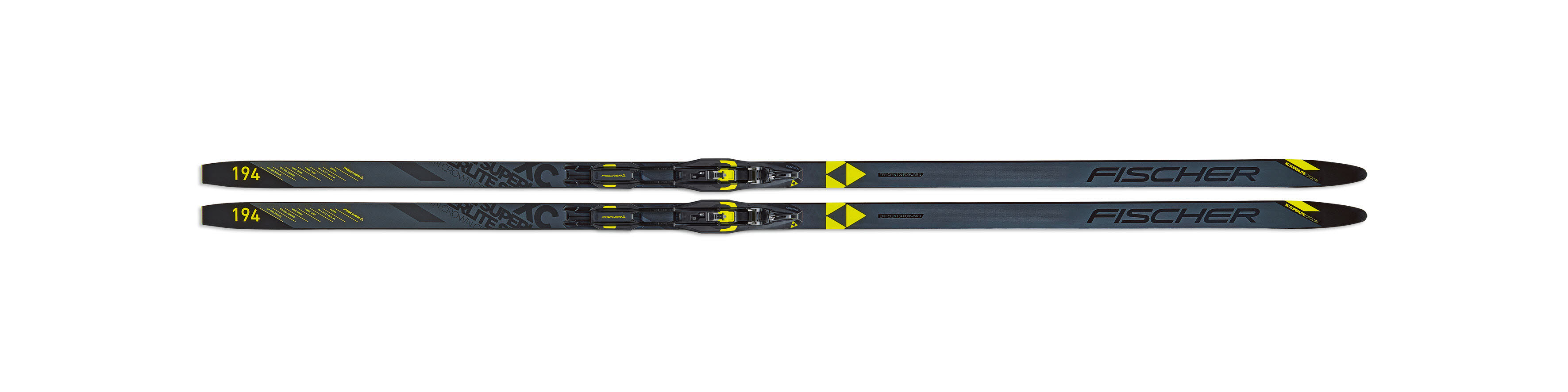 Fischer Superlite Crown EF Langlauf Schuppenski inkl. Bindung black/yellow NEU