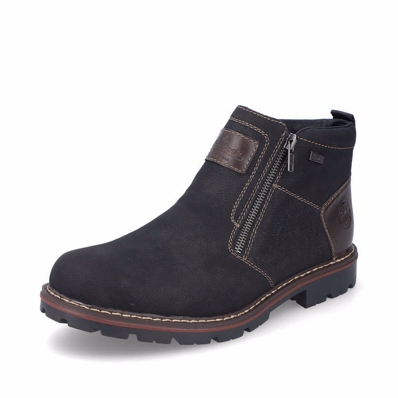 Rieker Herren Kurzstiefel Stiefelette Slipper gefüttert schwarz