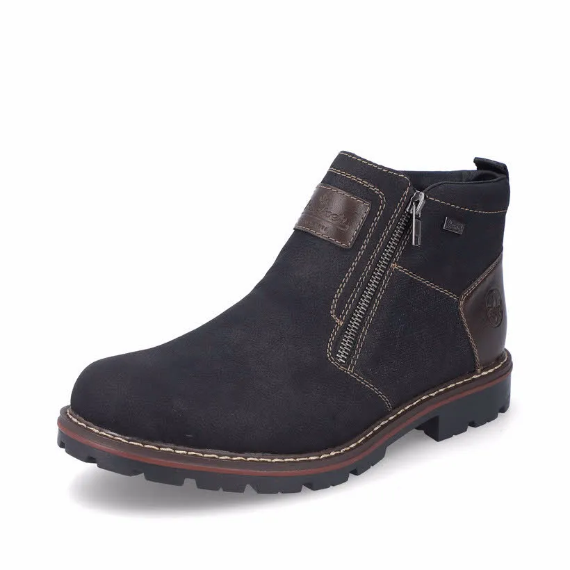 Rieker Herren Kurzstiefel Stiefelette Slipper gefüttert schwarz