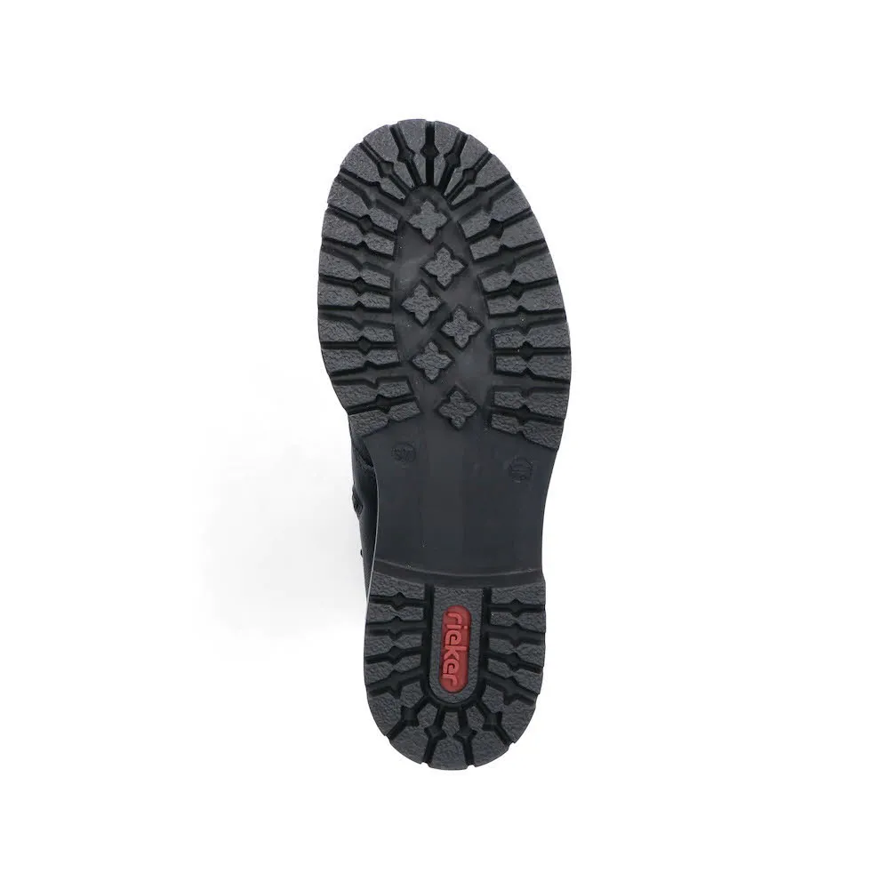 Rieker Damen Schnürstiefel Freizeitstiefel Stiefelette gefüttert schwarz