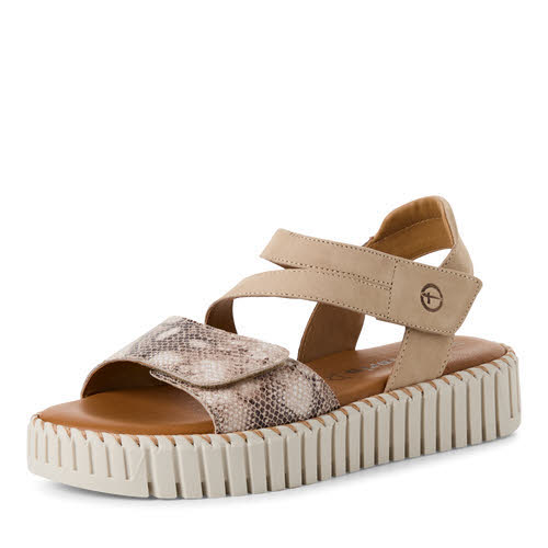 Tamaris Damen Sandale Plateausandalette beige