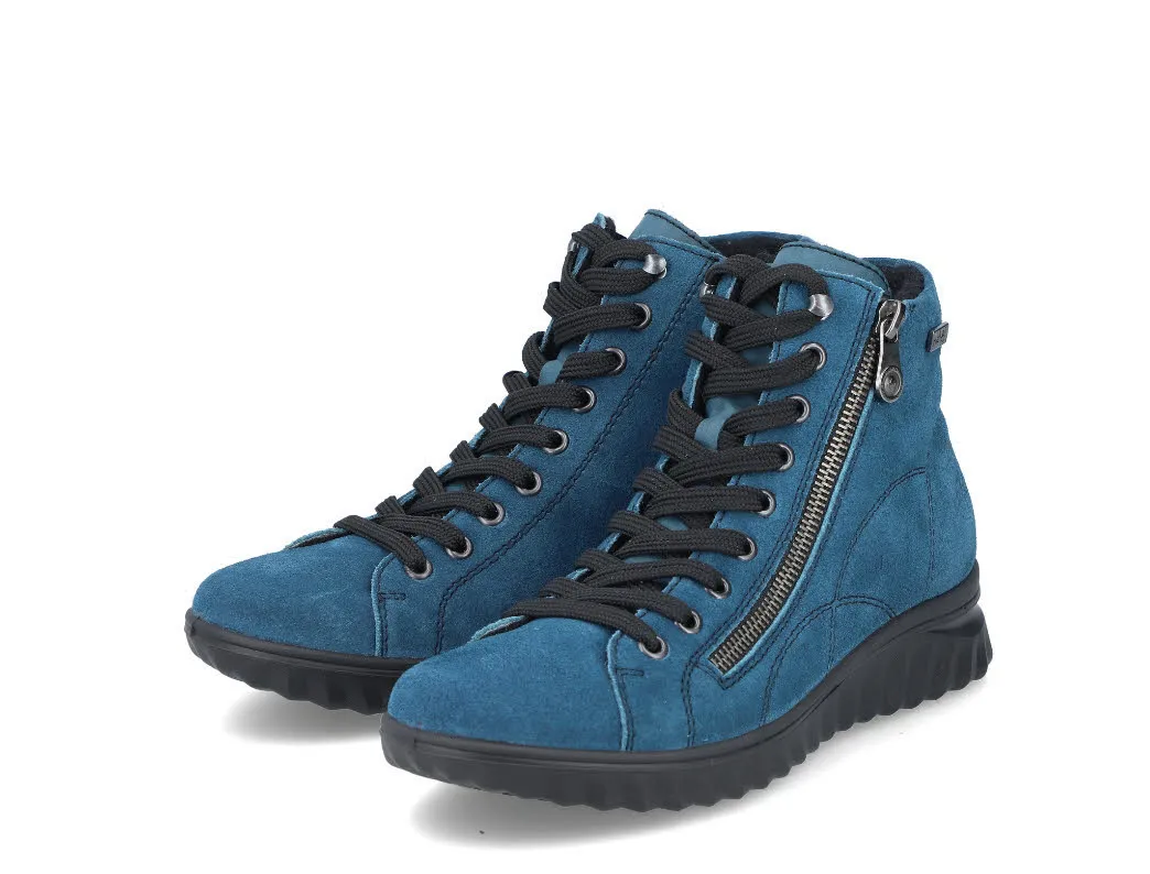 Rieker Damen Stiefelette Schnürstiefel Boots blau