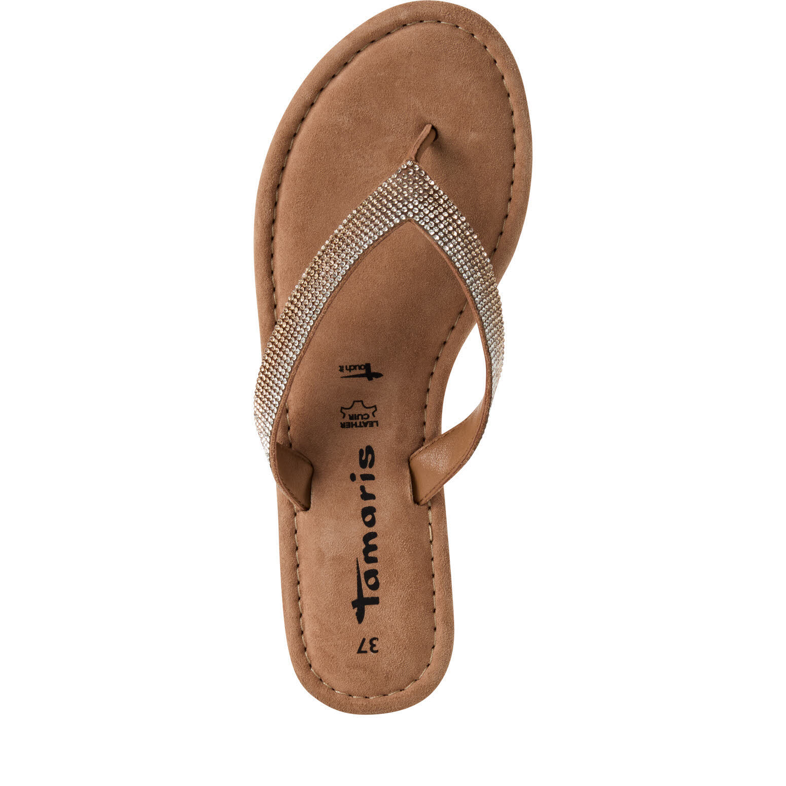 Tamaris Flip Flop Glitzerriemen Damen braun