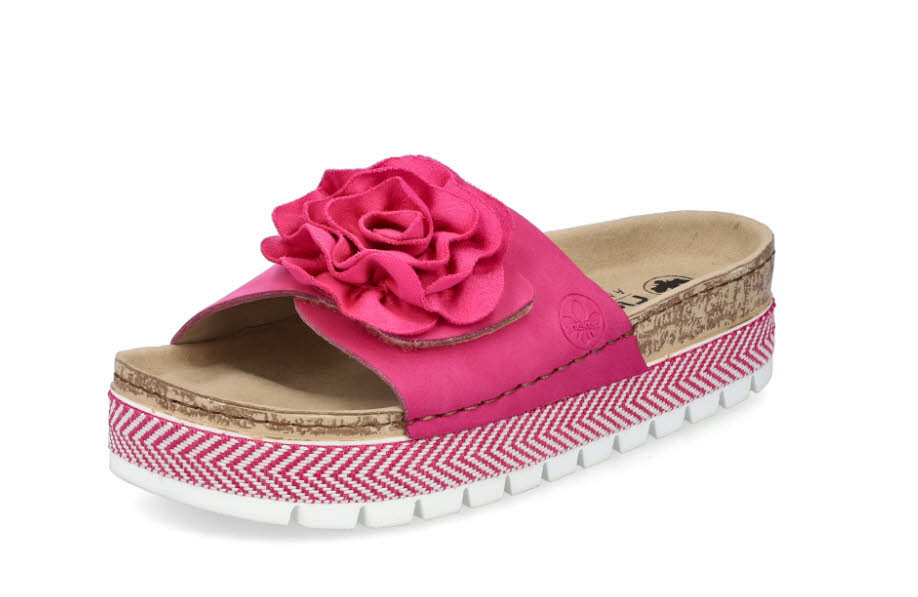 Rieker Damen Sandalen Pantoletten Modeschuhe Sommerschuhe pink