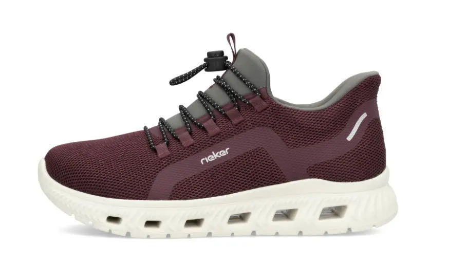 Rieker Halbschuhe Damen Slipper Sneaker weinrot