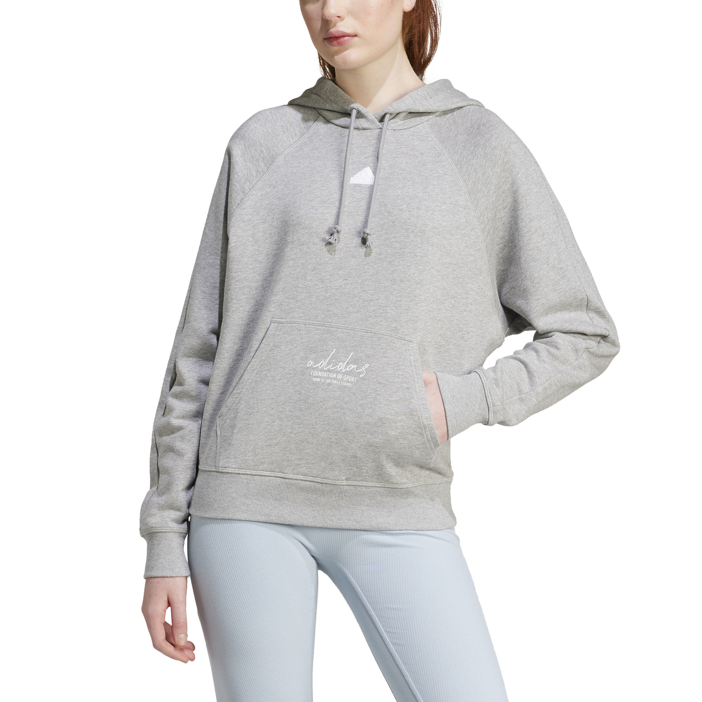 adidas BLUV Q3 FT Hoodie Sweatshirt Kapuzenpullover Damen hellgrau