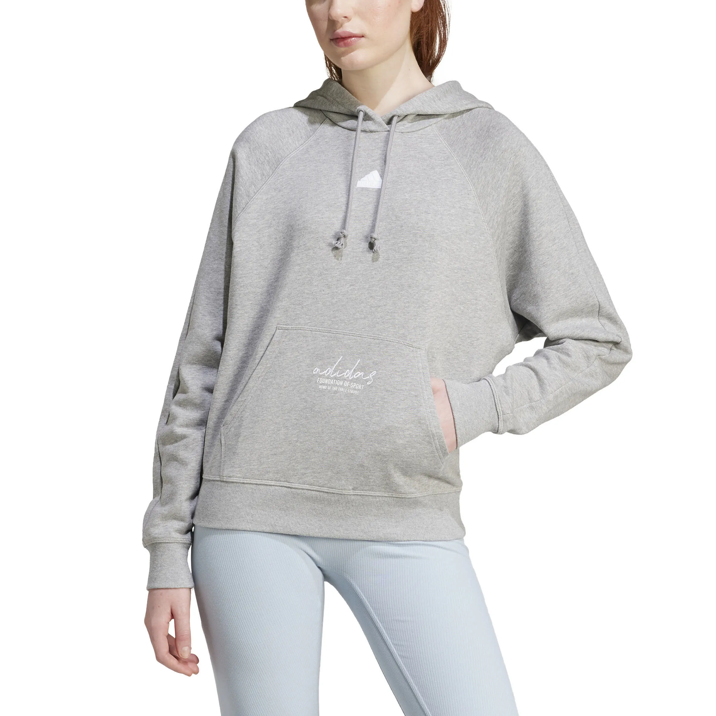 adidas BLUV Q3 FT Hoodie Sweatshirt Kapuzenpullover Damen hellgrau