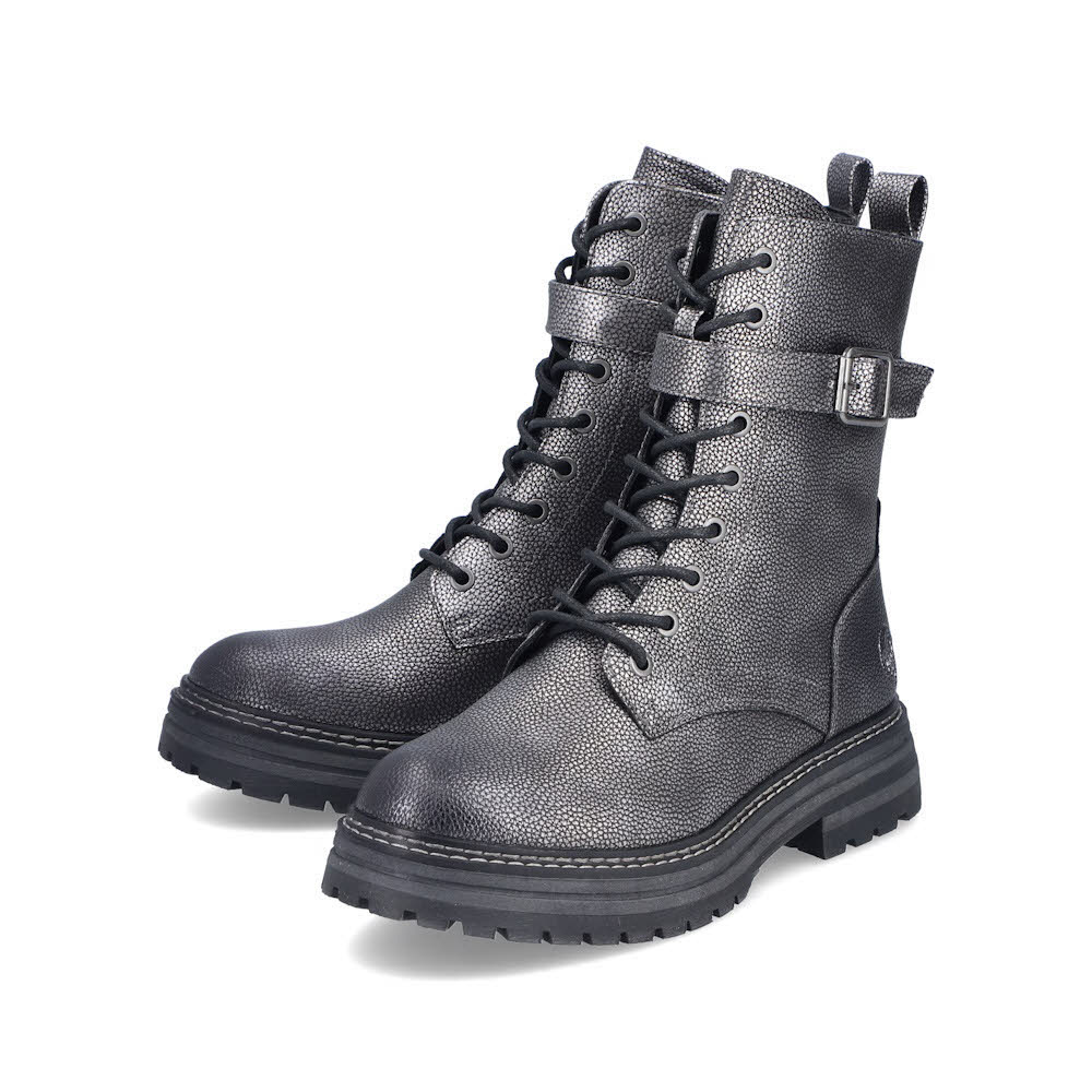 Rieker Biker Boots Damen Kurzstiefel Freizeitstiefel silber