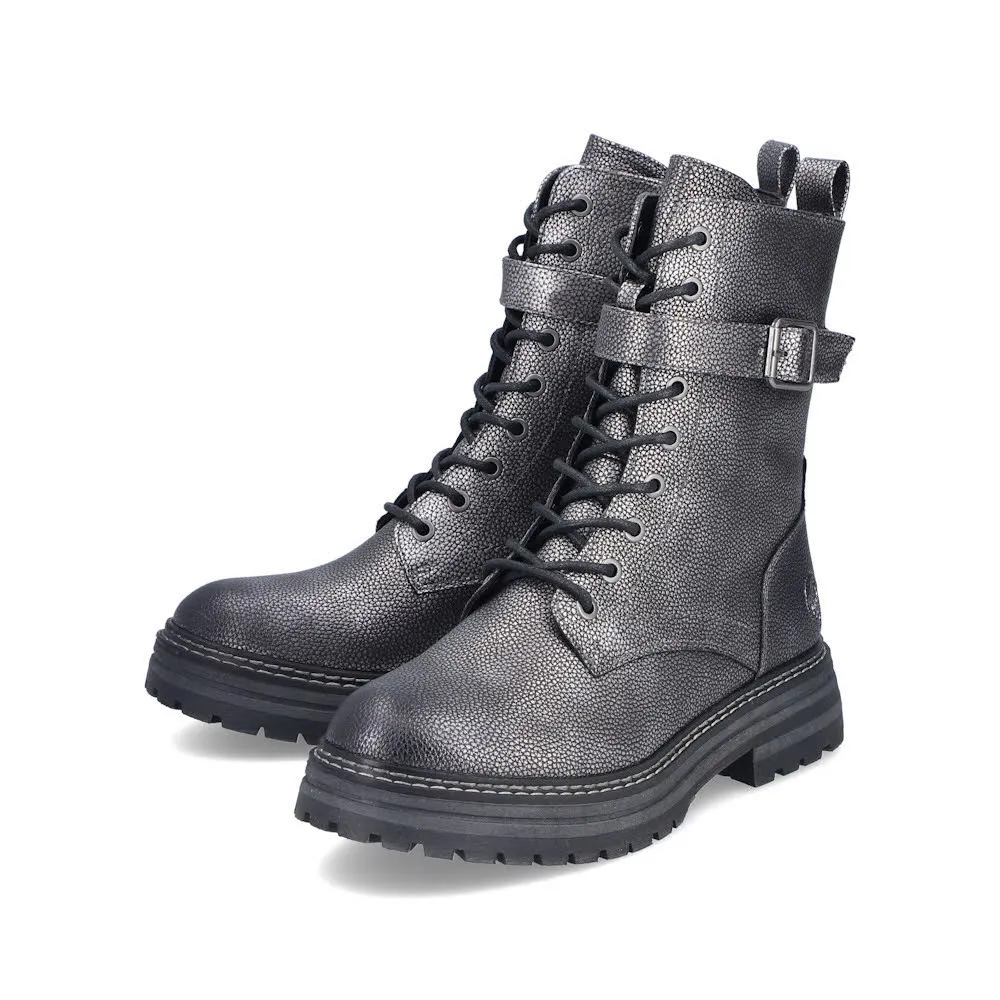 Rieker Biker Boots Damen Kurzstiefel Freizeitstiefel silber
