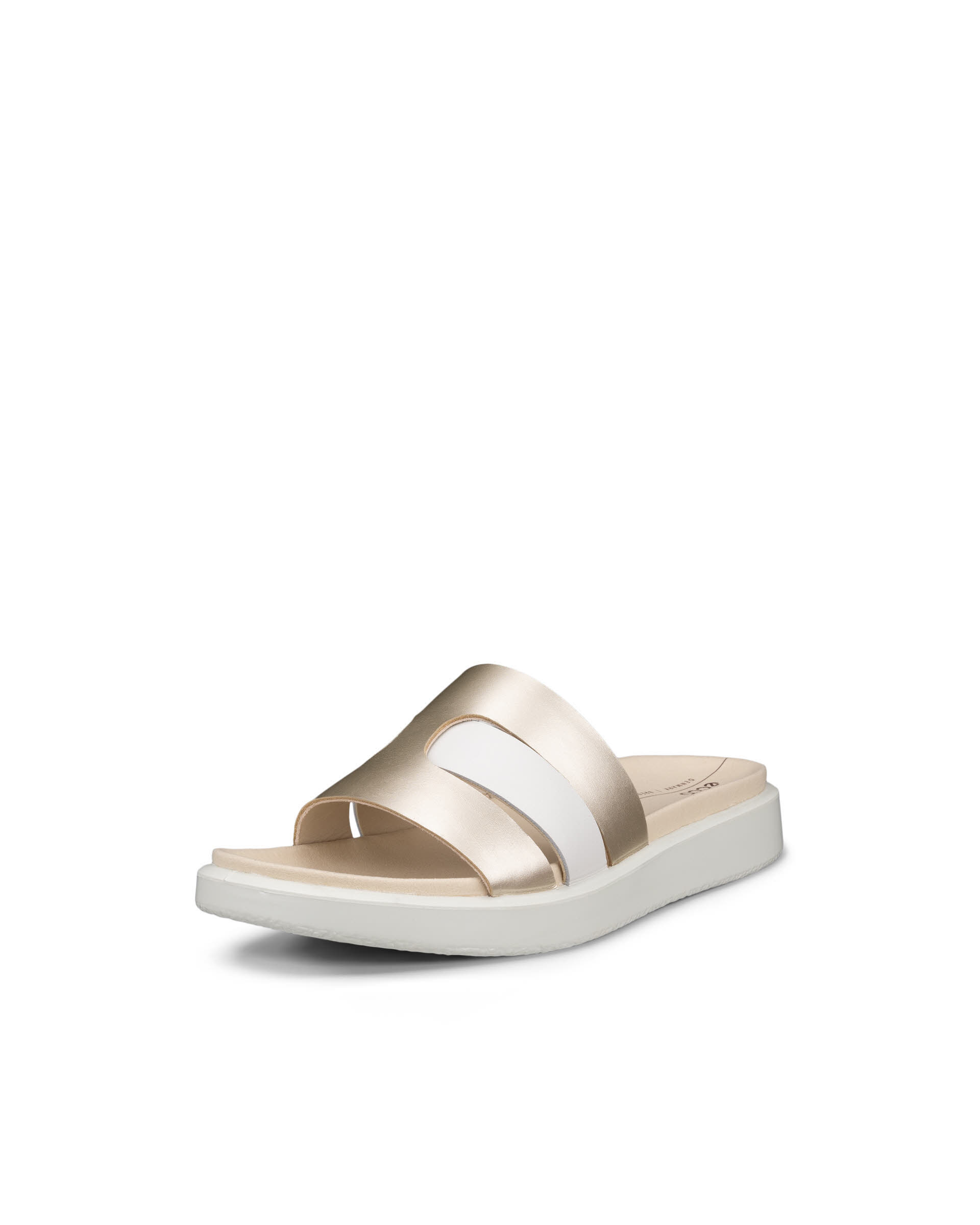 ECCO FLOWT W Damen Lederpantolette gold beige weiß