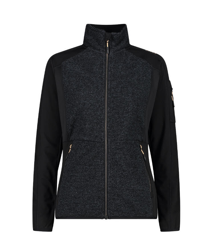 CMP Damen Hybridjacke Fleecejacke schwarz