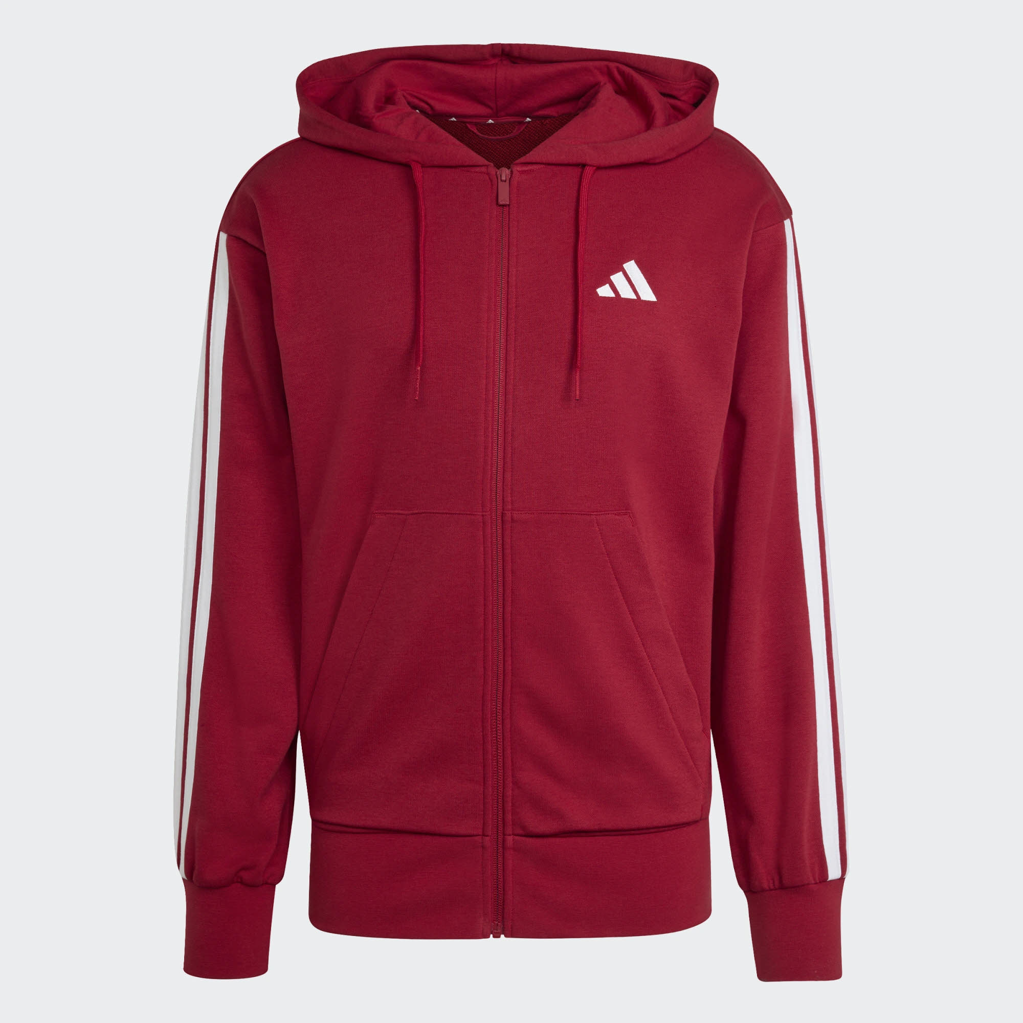 Adidas Essentials 3-Streifen French Terry Herren Kaputzensweat rot