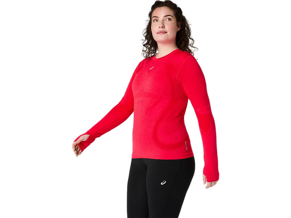 Asics ROAD SEAMLESS LS TOP Damen Laufoberteil Langarmshirt rot