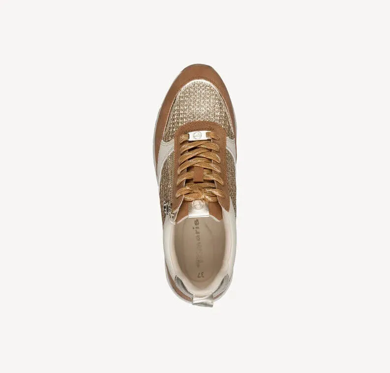 Tamaris Damen Sneaker Halbschuh braun beige