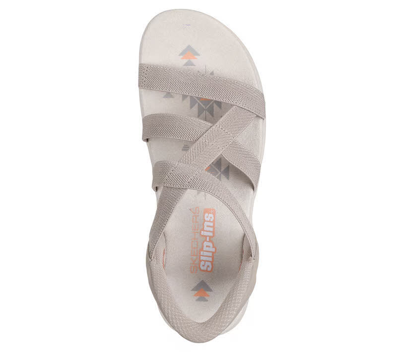 Skechers REGGAE SLIM - STRETCH FLEX Damen Sandalen Sandalette grau
