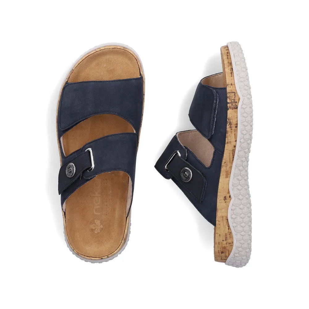 Rieker FSK Damen Pantoletten Hausschuhe Sandalen dunkelblau