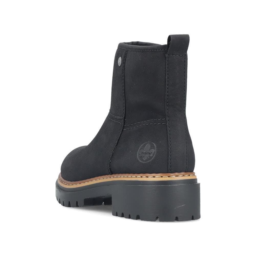 Rieker Kurzstiefel Damen Freizeitstiefel Stiefelette gefüttert schwarz