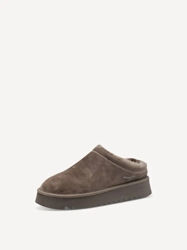 Tamaris Women Sabot Damen Hausschuhe Pantoffel taupe