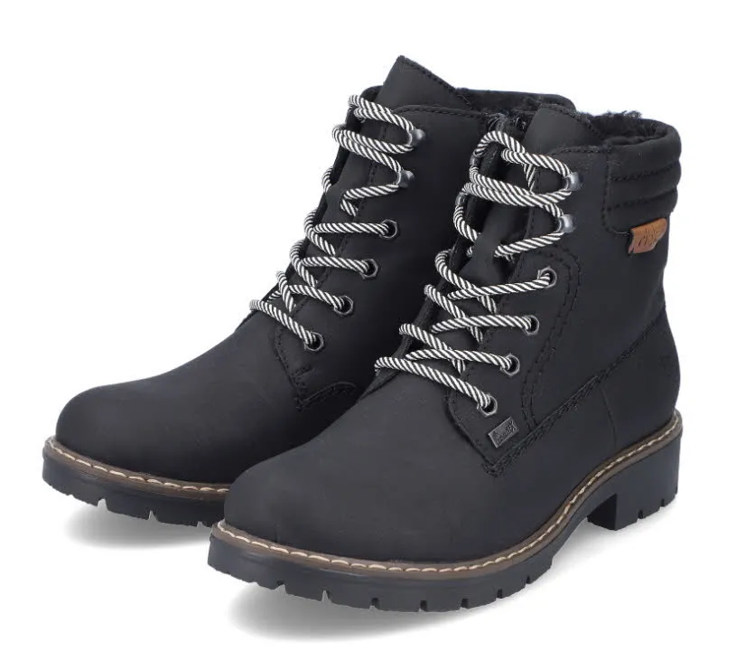 Rieker Damen Stiefelette Schnürer Gefüttert Modeschuh Damen schwarz