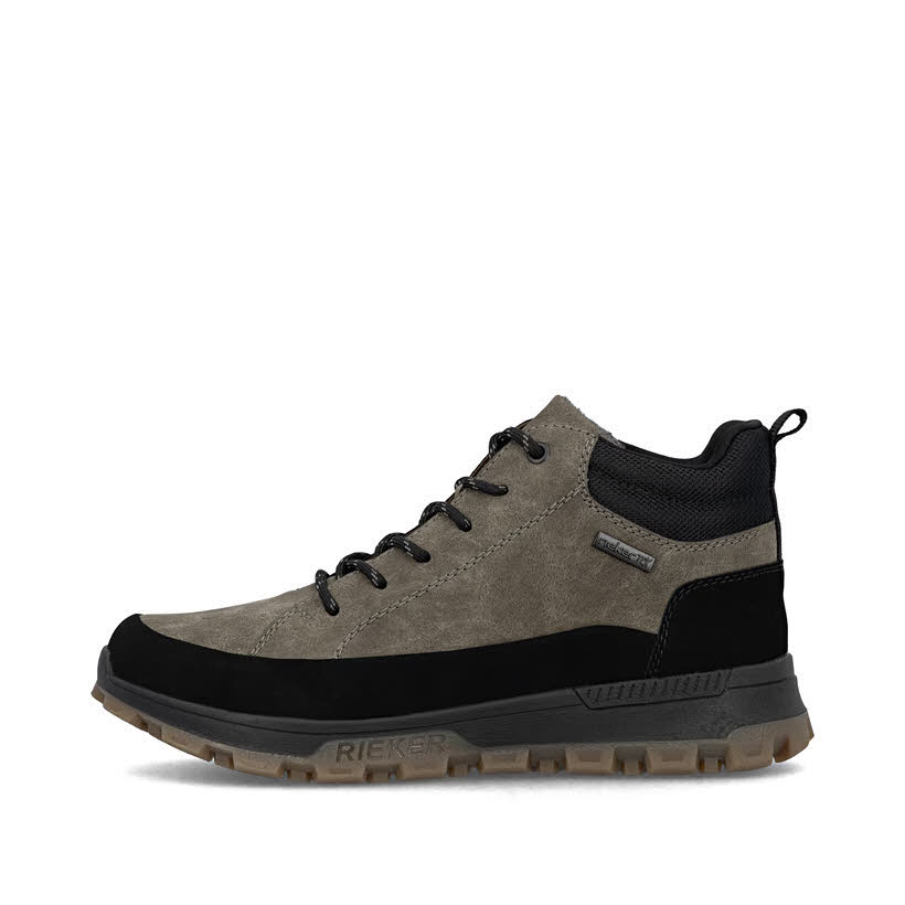 Rieker Herren Schnürstiefel Stiefelette schwarz-grau