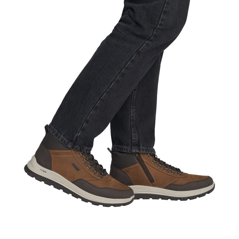 Rieker Herren Stiefelette Kurzstiefel Schnürstiefel moro/noce