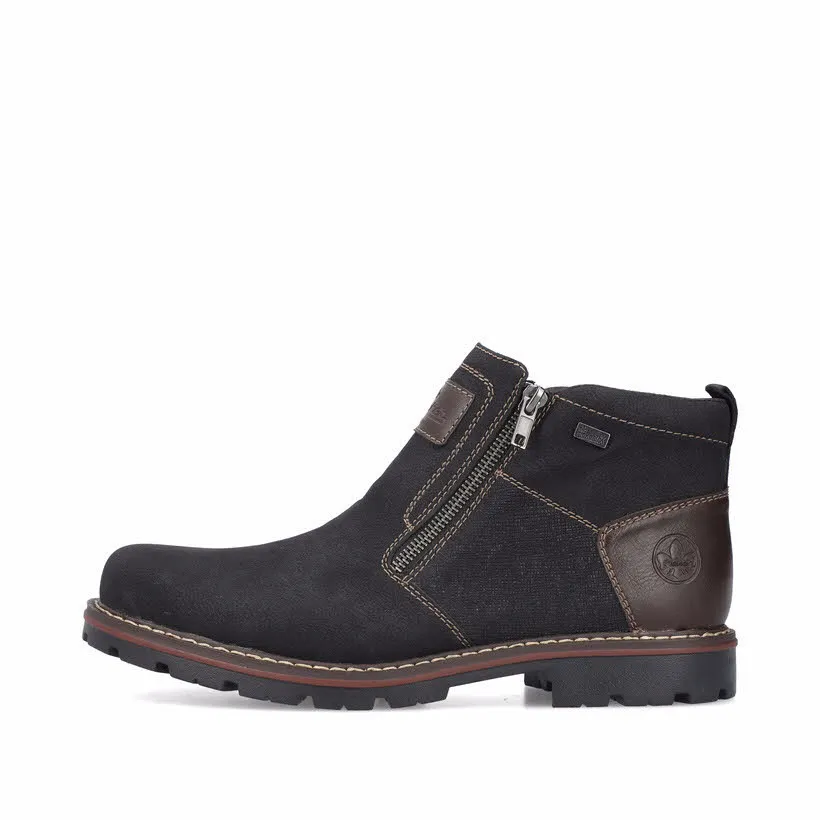 Rieker Herren Kurzstiefel Stiefelette Slipper gefüttert schwarz