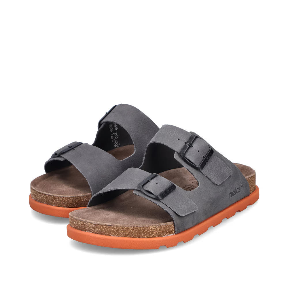 Rieker FSK Herren  Pantoletten grau/orange