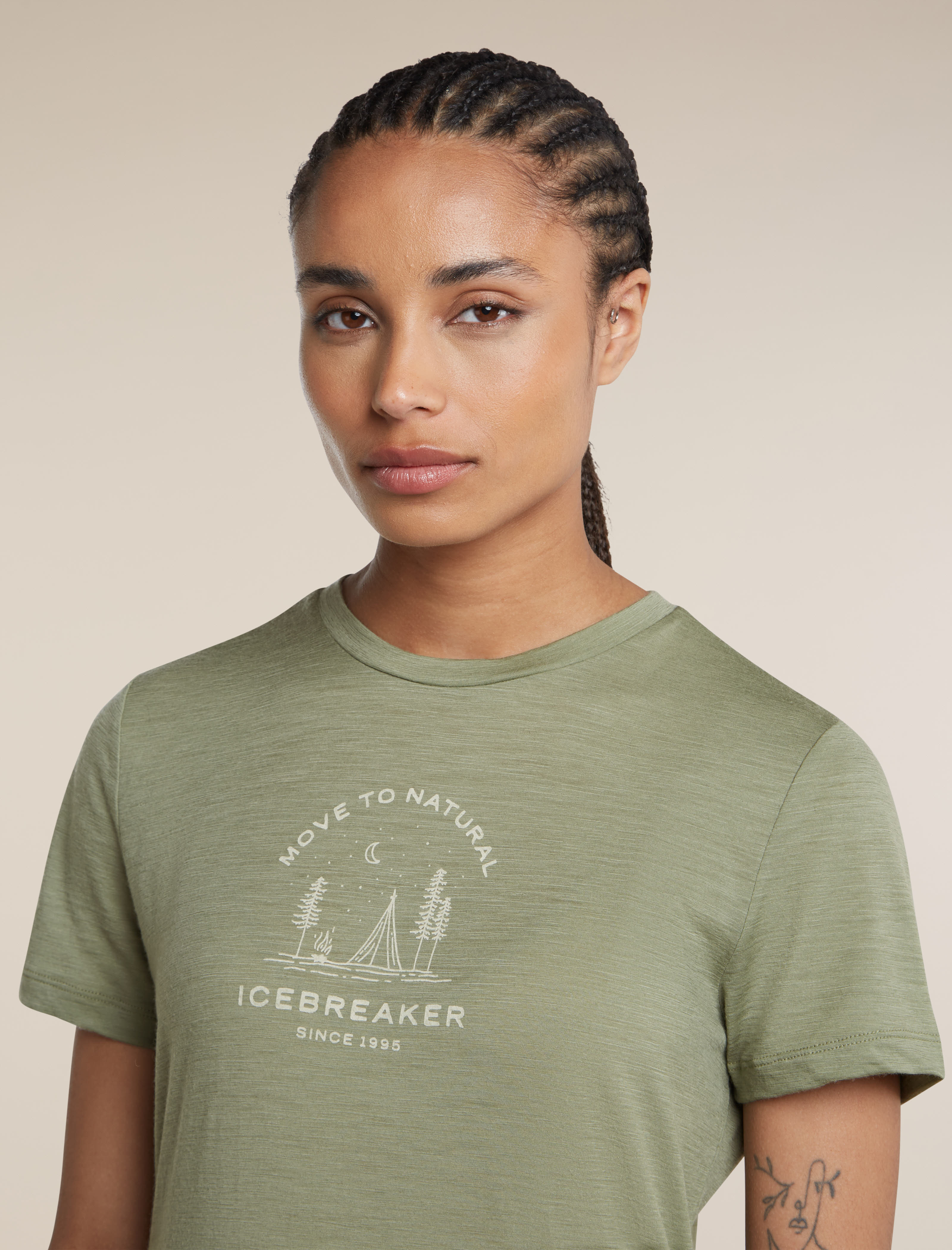 Icebreaker  Mer 150 Tech Lite SS Tee Peace Pas Damen Merinoshirt grün