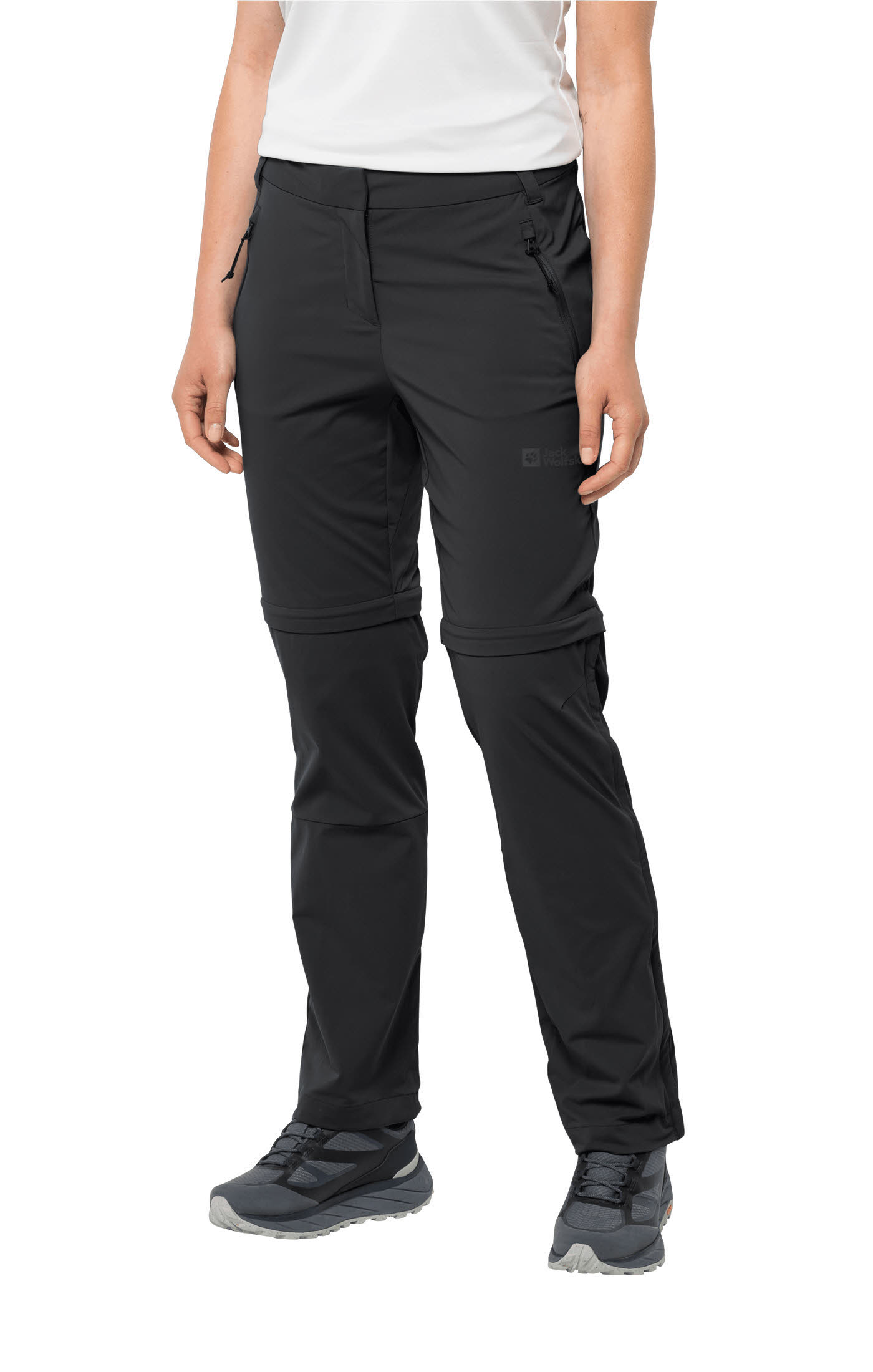 Jack Wolfskin Glastal Zip Off Pants W Wanderhose Softshellhose Damen schwarz