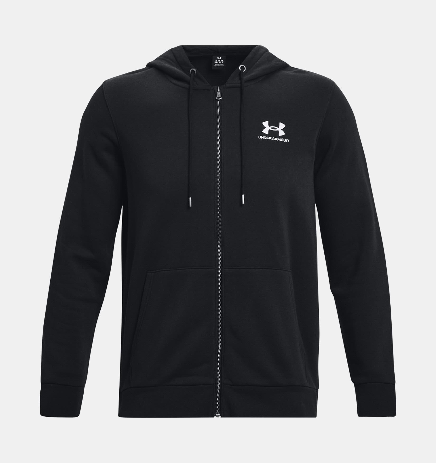 Under Armour Essential Fleece FZ Hood Herren Kapuzenjacke Trainingsweste schwarz NEU