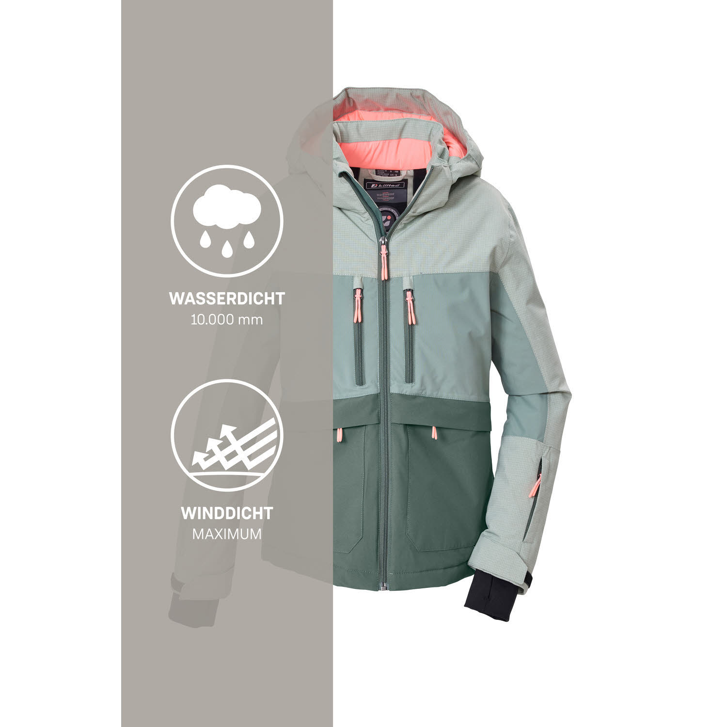 Killtec KOW 160 GRLS JCKT Mädchen Skijacke Winterjacke sanftes salbei