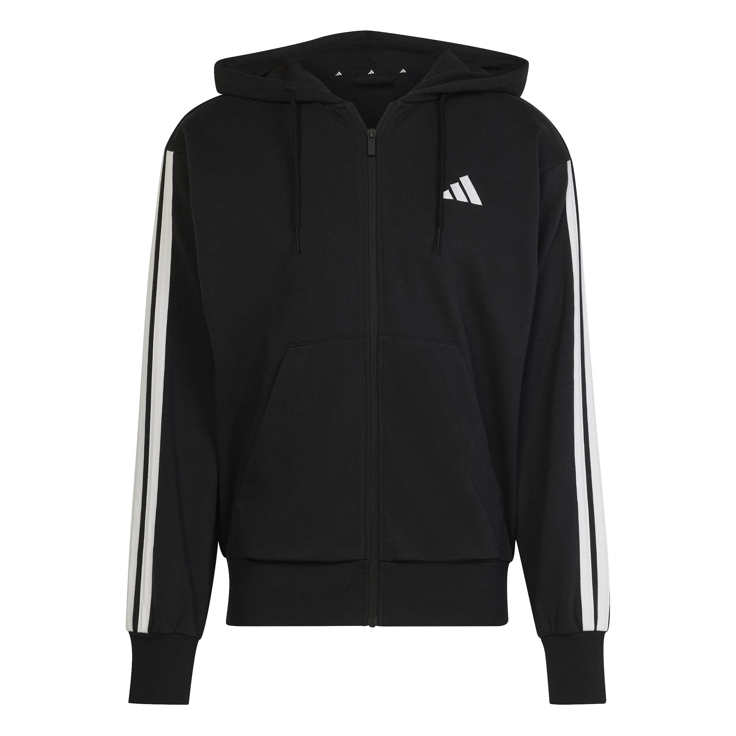adidas Essentials 3-Streifen French Terry Kapuzenjacke Herren schwarz