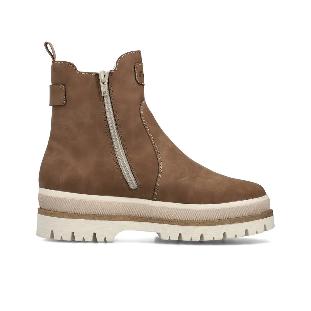 Rieker Chelsea Boots Damen Stiefelette Kurzstiefel gefüttert braun