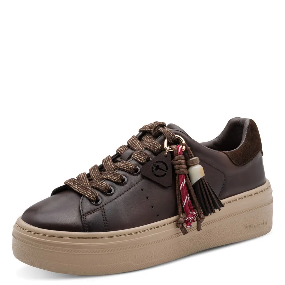 Tamaris Damen Sneaker Schnürer braun