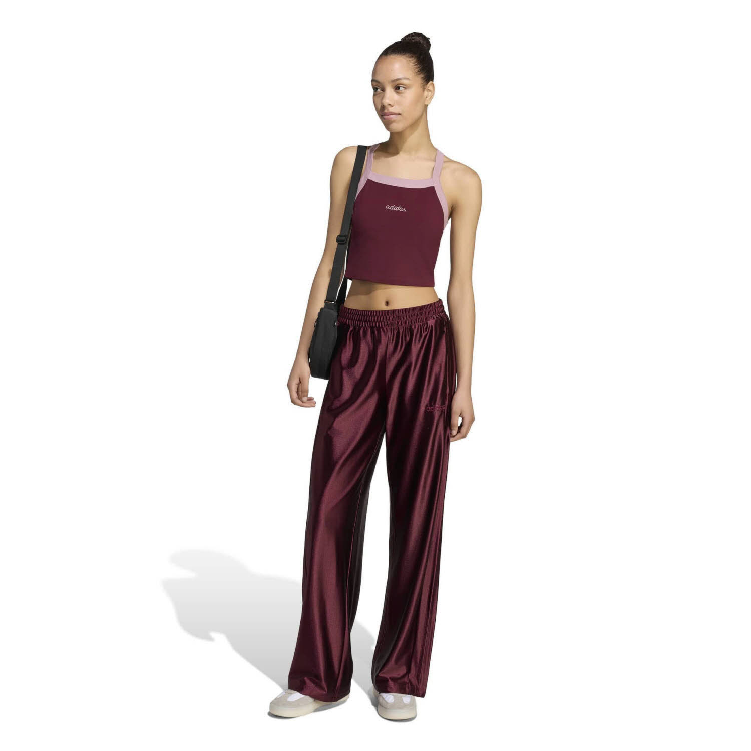 adidas Seasonal Essentials Satin Damen Jogginghose Freizeithose rot