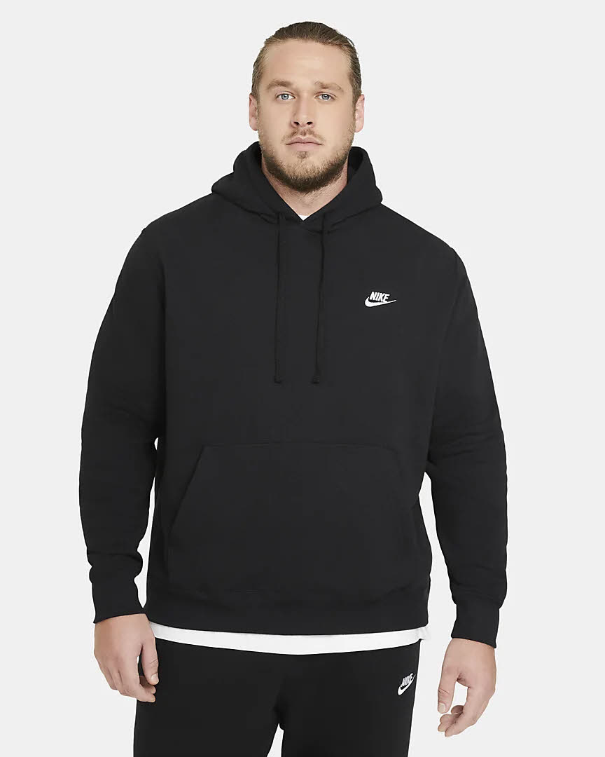 Nike M NSW CLUB HOODIE PO BB Herren Kapuzenpullover klassisch Fleece schwarz NEU
