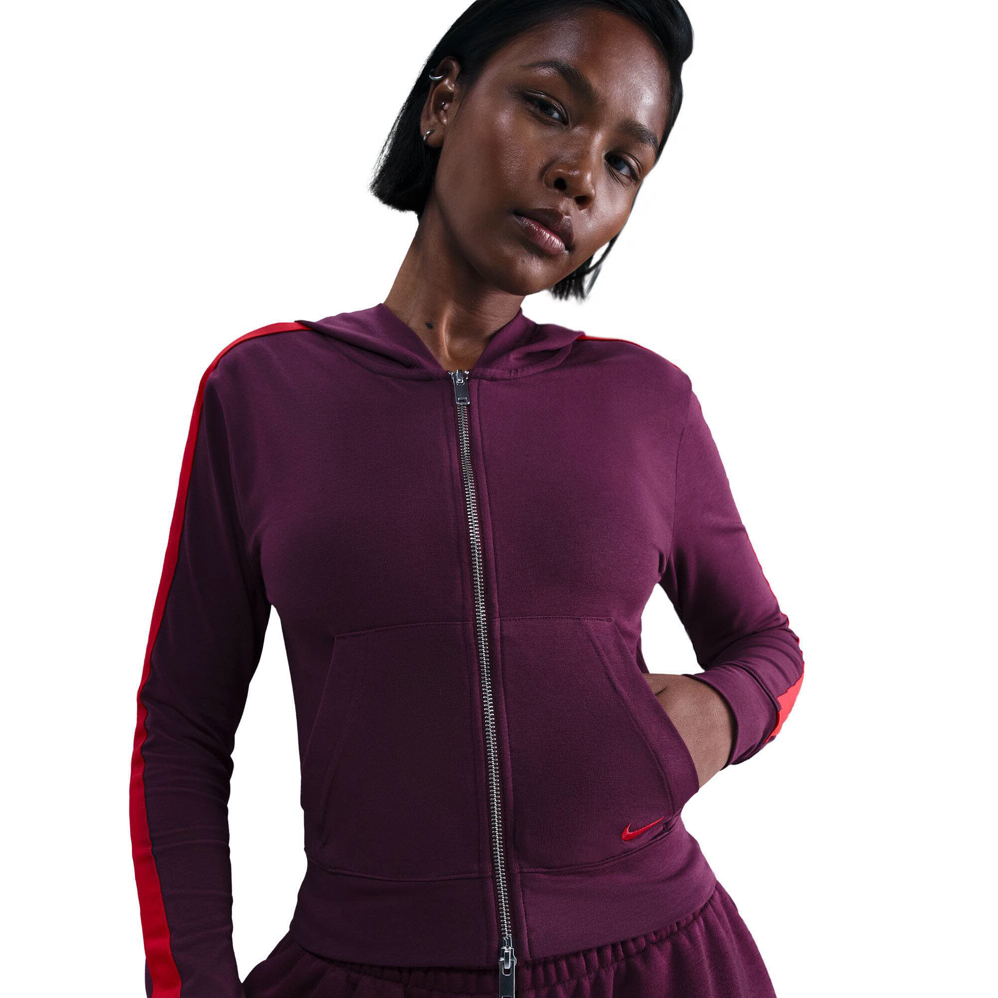 Nike Sportswear FZ HD LS TOP GLS Damen Kapuzenweste lila