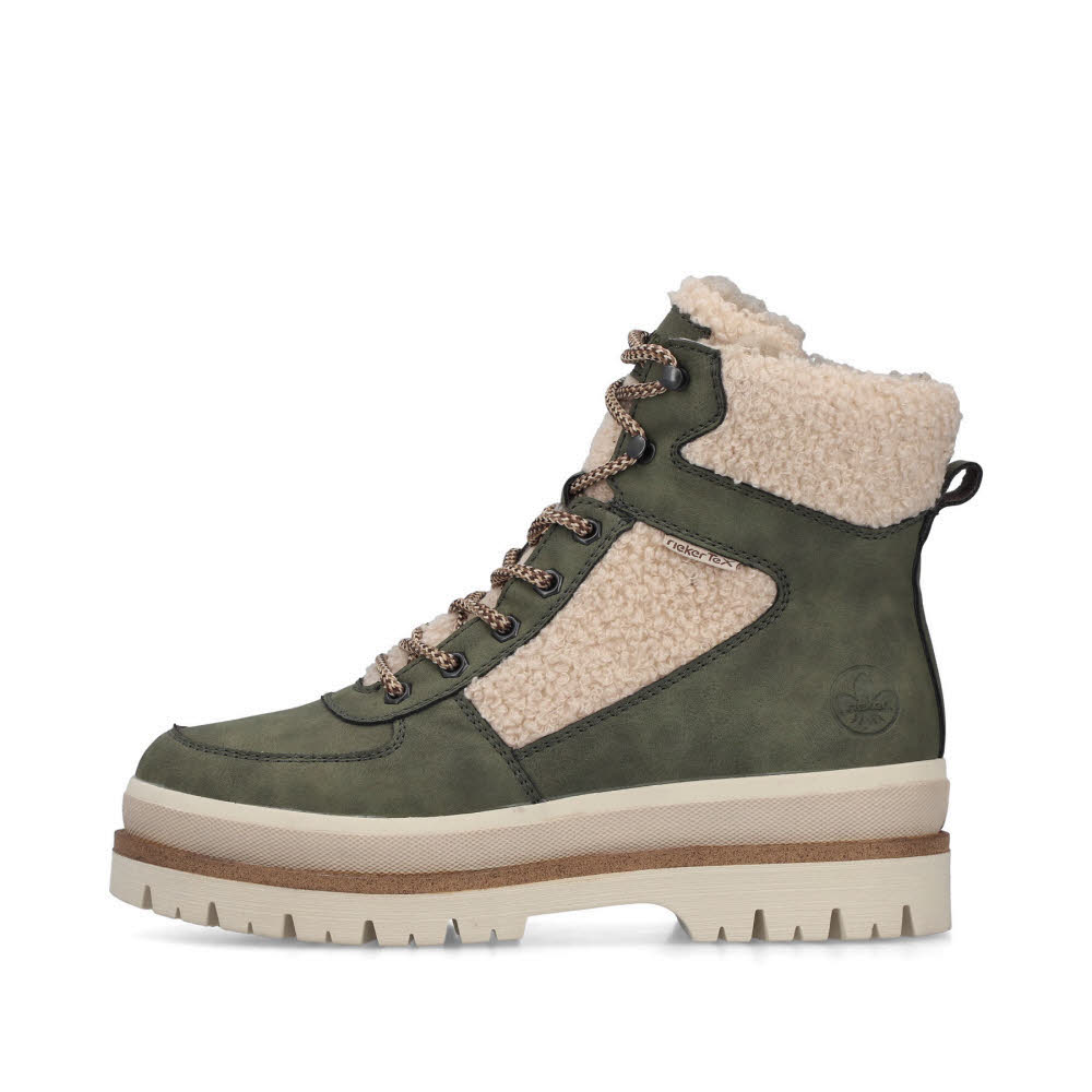 Rieker Damen Stiefelette Schnürstiefel Kurzstiefel gefüttert liane/beige