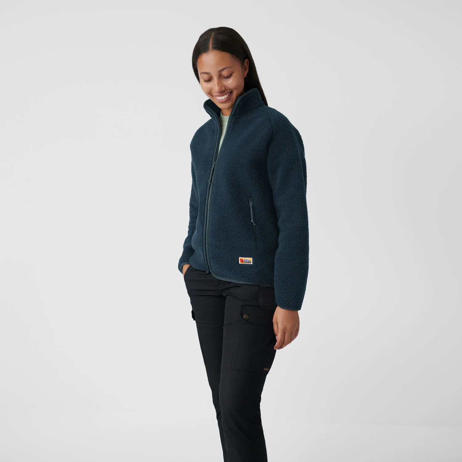 Fjällräven Vardag Pile Fleece Fleecejacke Teddyfleece Recycelt Damen Blau