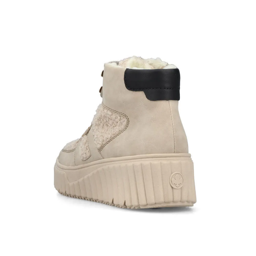 Rieker Sneaker High Damen Halbschuhe Freizeitschuhe gefüttert beige