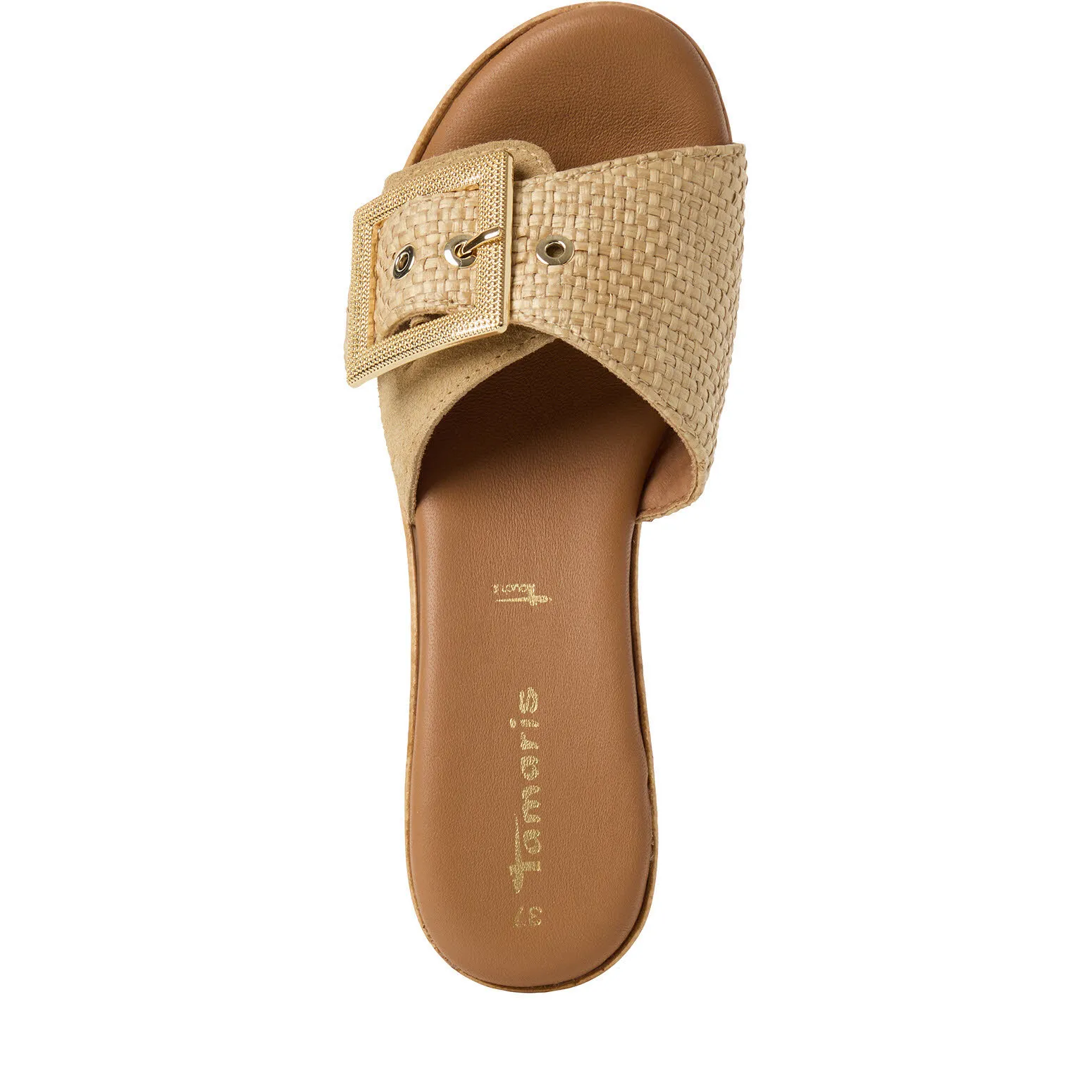 Tamaris Damen Pantoletten Sandalen Absatzsandalen beige
